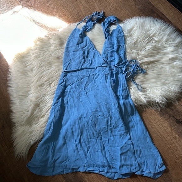 LULU’S Morning Glory Light Blue Wrap Dress - Picture 2 of 4